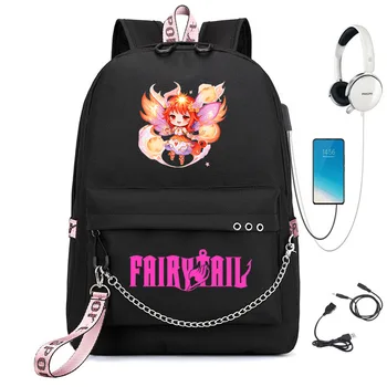 Fairy Tail подростковый студенческий школьный рюкзак usb сумка с принтом аниме сумка повседневная сумка для мальчиков и девочек сумка для путешествий на открытом воздухе детский рюкзак