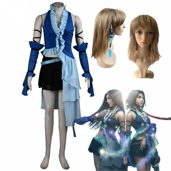 Final Fantasy XII Косплей Юна Ленне Сонг, костюм для Косплея и серьги, Синее платье на Хэллоуин, сшитое на заказ