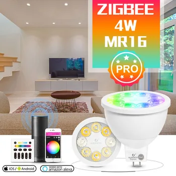 GLEDOPTO ZIGBEE Smart MR16 Pro Лампа RGB WW DC 12V Прожектор RGBCCT светодиодная лампа работает с Alexa Echo Plus Голосовое Управление ZIGBEE Hub