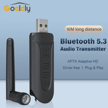Goelely Bluetooth 5,3 Аудиопередатчик Адаптер V5.3 APTX HD Аудио Передатчик Драйвер бесплатный Bluetooth Адаптер Ключ для Ноутбука