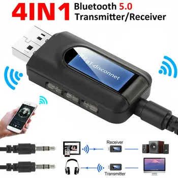 Gtwoilt Bluetooth 5,0 Передатчик Приемник 4 В 1 Беспроводной аудио 3,5 мм USB Aux Стерео Музыкальный адаптер для автомобильного телевизора ПК Наушников