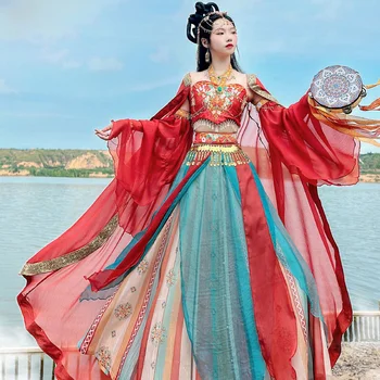 Hanxu Exotic Hanfu Tianzhu Girls 'Элемент Хань Улучшенная Древняя одежда, Полный комплект летней новой Xianqi