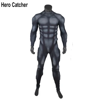 Hero Catcher Высококачественный черный мускульный костюм с поролоновой черной подкладкой для мужчин, рельефный мускульный костюм под костюм