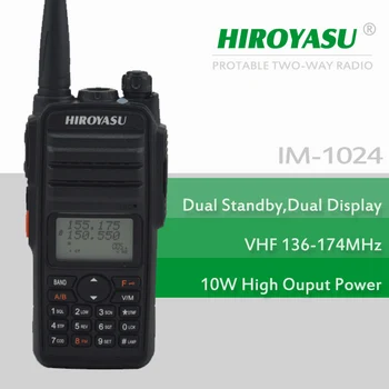 HIROYASU IM-1024 Выходная мощность 10 Вт, УКВ 136-174 МГц, FM Портативное двустороннее радио, Двойной дисплей, Двойная рация в режиме ожидания на большие расстояния
