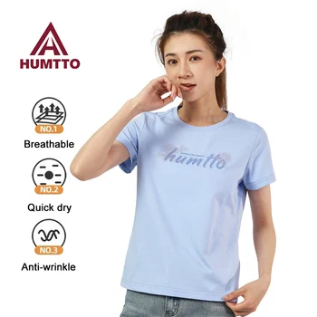 HUMTTO Новые быстросохнущие летние футболки для женщин, спортивная футболка для фитнеса, женская дышащая хлопковая одежда с короткими рукавами для бега и спортзала