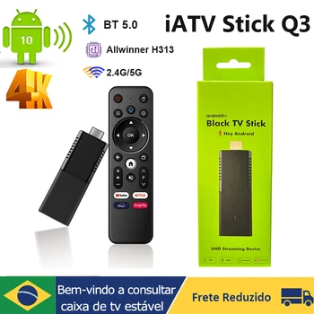 iATV Q3 Smart Android10.0 TV Box Mini S TV Stick Allwinner H313 4K ATV HDR ТВ приставка 2,4 и 5g WIFI BT5.0 Android TV Box 2023