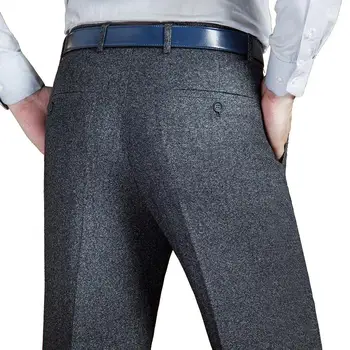 ICPANS Черный Костюм Брюки для мужчин Свободные Шерстяные Мужские костюмные брюки Классические прямые мужские модельные брюки Формальные деловые
