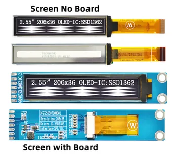 IPS 2,55 дюймов 7PIN/20PIN SPI Белый OLED-экран SSD1362 Привод IC 206 * 36 Интерфейс IIC
