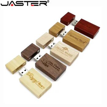 JASTER Бесплатный Пользовательский Логотип Деревянный USB Флэш-Накопитель 64 ГБ Ручка Из Красного Дерева 32 ГБ Свадебный Подарок Memory Stick 8 ГБ 16 ГБ Maple Pendrive