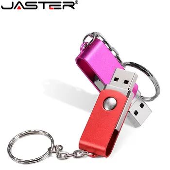 JASTER Вращающийся Металлический Серебряный USBфлэш-накопитель 8 ГБ 16 ГБ 32 ГБ 64 ГБ Флэш-диск реальной емкости 2.0 С Пользовательским ЛОГОТИПОМ Оптовый Подарочный Брелок