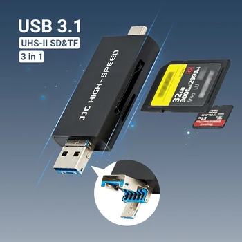JJC UHS-II Устройство Чтения карт памяти SD MSD USB 3.1/Micro USB 2.0/Type C USB 3.1 к SD Micro SD TF Адаптер для карт памяти для ПК, ноутбука, Телефона OTG