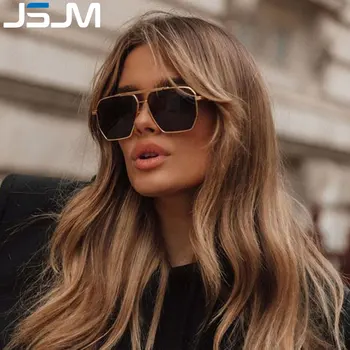 JSJM Роскошные модные поляризованные солнцезащитные очки Женские Мужские Классические брендовые дизайнерские металлические солнцезащитные очки с градиентом, очки в стиле панк UV400