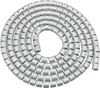 Keszoox, Спиральная Проволочная Обмотка, Кабельный шнур, 3/8 дюйма x 2 м, Полиэтиленовая трубка для Компьютерного кабеля