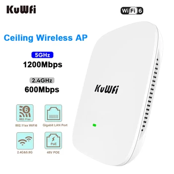 KuWFi 1800 Мбит/с Wifi6 Потолочный Маршрутизатор 2,4 G 5,8 G Двухдиапазонный WiFi Маршрутизатор Гигабитный Порт WAN LAN Поддержка 48V POE Коммутатора для Домашнего Офиса
