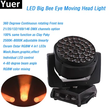 Led 37x15W big Bee Eye LED Moving Head wash beam эффект гобо световая глина паки вращающаяся линза dmx512 для дискотеки, вечеринки, dj light