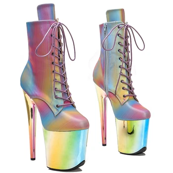 Leecabe 20 см/8 дюймов, разноцветная обувь на платформе из искусственной КОЖИ, обувь для дискотеки и вечеринки на высоком каблуке, ботинки для танцев на шесте