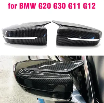 LHD 1 Пара Боковых Крышек Зеркала Заднего вида Для BMW 3 5 7 Серии G20 2019 2020 2021 G30 G11 G12 ABS Черный глянец