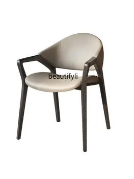 LM Simple Home Книжный стул из массива дуба, Обеденный стул, Кожаное кресло, Офисный стул
