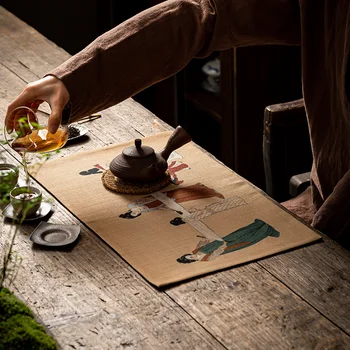 Mabu Zen чайный коврик чайное полотенце ткань художественный настольный флаг Новый китайский стиль теплоизоляционный коврик Qianli Jiangshan чайная церемония чайная ткань