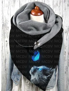 MCDV Кошка, бабочка, лошадь, осенне-зимний повседневный шарф и шаль с 3D принтом для женщин, Прямая поставка