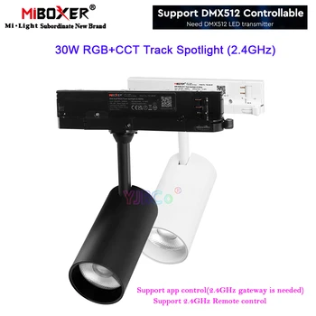 Miboxer LED 2.4G RGBCCT Track Light 30W прожектор CCT с регулируемой яркостью 110V 220V и DMX512 Оснащен 2.4G RF пультом дистанционного управления