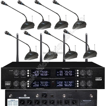 MICWL 8x50 Канальная UHF Беспроводная Микрофонная система с регулируемой частотой 8 Настольных конференц-микрофонов Gooseneck