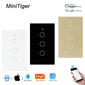 Minitiger Tuya Smart Life Home WiFi Беспроводной дистанционный Настенный выключатель Голосовое Управление Сенсорный датчик Светодиодный выключатель света Alexa Google Home