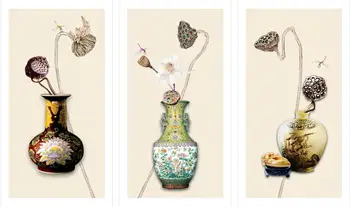 MT0359 Креативный Плакат на Холсте с Принтом в виде вазы в Китайском Стиле для декора гостиной, Настенная картина для дома