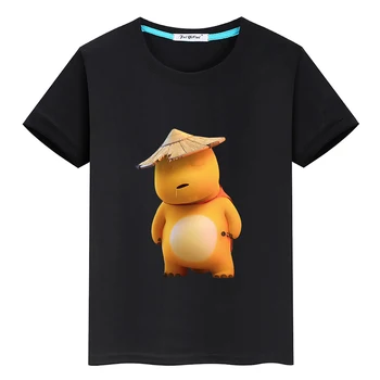 Naloong/ желтая милая футболка Dinasour с коротким рукавом, летняя детская футболка из 100% хлопка для мальчиков и девочек, Футболки с кавайным принтом