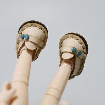 OB11 размер обуви для кукол, новинка, модная обувь с металлической пряжкой в стиле джокер, туфли-бини на плоском каблуке с закругленным носком, маленькие кожаные туфли, рисово-белый