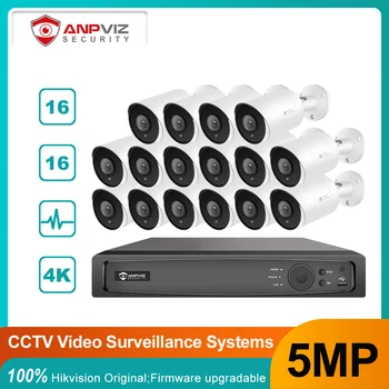 OEM 16CH 4K 5MP NVR Система Видеонаблюдения Anpviz 5MP IP POE Комплект камер Наружного наблюдения IP66 H.265 +
