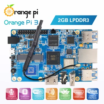 Orange Pi 3 H6 2GB LPDDR3 AP6256 Поддержка Bluetooth 5.0 4 * USB3.0 Android 7.0, Ubuntu, Debian