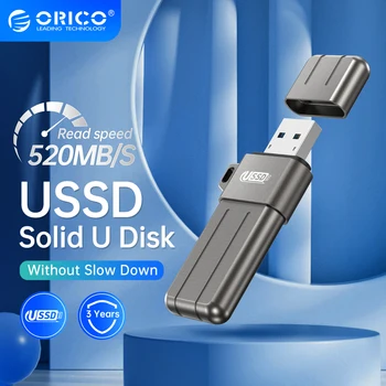 ORICO USSD Мобильный твердотельный U-диск 520 Мбит/с, Флэш-накопитель 1 ТБ 512 ГБ 256 ГБ Type-C USB 3.2, флешка, Цветной Металлический твердотельный U-диск