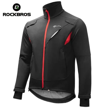 ROCKBROS/ Зимние куртки для Велоспорта, Флисовая Теплая велосипедная куртка, Ветрозащитные Непромокаемые топы, пальто, Светоотражающие майки для MTB Велосипеда