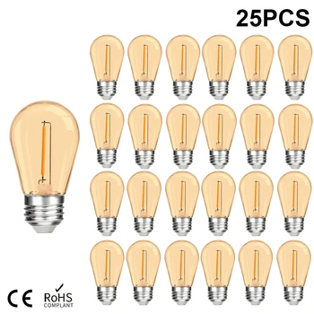 S14 PC Струнные лампочки E27 1 Вт Янтарная светодиодная лампа ST45 220 В Теплый Белый 2700 К Edison Light Лампа Для Струнного освещения