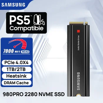 SAMSUNG SSD 980 Pro с радиатором 1 ТБ 2 ТБ NVMe PCIe 4.0 M.2 2280 7000 МБ/с. Накопители для Портативного игрового компьютера PS5 PlayStation 5