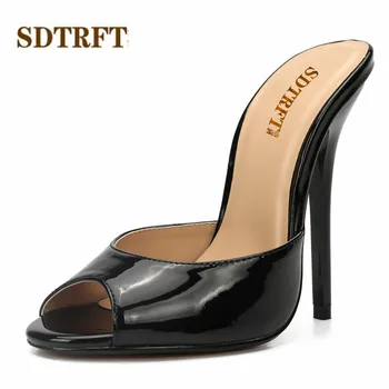 SDTRFT/ Летние босоножки-босоножки; Женские пикантные туфли на тонком высоком каблуке 14 см; вьетнамки; женские туфли-лодочки с открытым носком для подиума
