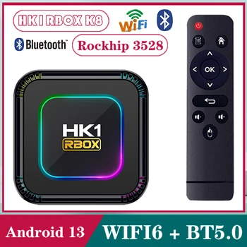 Smart TV Box HK1 RBOX K8 Android 13 RK3528 2,4G 5G WIFI6 BT5.0 Четырехъядерный Поддержка 8K Декодирования видео Медиаплеер телеприставка Приемник