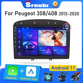 Srnubi 2 Din Автомагнитола Для Peugeot 408 2012-2020 Для Peugeot 308 2007-2015 Мультимедийный плеер Android 12 Carplay Стерео GPS DVD
