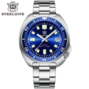 STEELDIVE SD1970 Blue Sunray Diak мужской браслет Endlink 44 мм Abalone Мужские часы NH35 Turtle для дайвинга с керамическим безелем