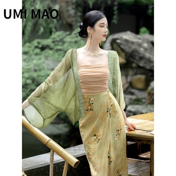 UMI MAO Улучшенный комплект Han, женский повседневный летний кардиган с элементами Хань, платье-слинг в национальном стиле, женское платье Y2K