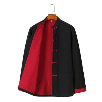 Umorden Двухслойная традиционная китайская одежда из чистого хлопка, костюм Танг, Топ Ханфу с длинным рукавом, пальто для кунг-фу, куртка, униформа для мужчин