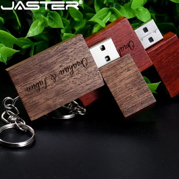 USB-накопитель JASTER Wood с бесплатным логотипом, подарок для свадебной Фотографии, 32 ГБ Флеш-накопитель, 64 ГБ Карта памяти, 16 ГБ 8 ГБ, подарочный брелок для Ключей, Персонализация