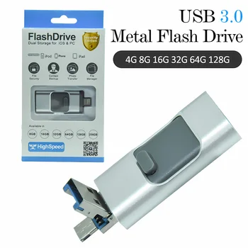 USB Флэш-накопитель 64GB 128G USB3.0 Флешка для iPhone Xs Max X 8 7 6 iPad 32GB 256GB Memory Stick USB Ключ MFi Флеш-накопитель