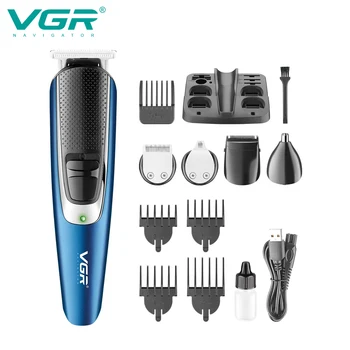 VGR Триммер для волос Профессиональный 5 В 1 Комплект для ухода за Лошадьми Электрическая Машинка Для Стрижки Волос Перезаряжаемый Многофункциональный Триммер для Мужчин V-172