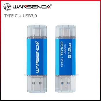 WANSENDA OTG Type-C USB Флэш-накопитель 512 ГБ 256 ГБ USB 3,0 Флеш-накопитель 128 ГБ Cle USB-накопитель 64 ГБ 32 ГБ 16 ГБ Флешка для Type-C/ПК