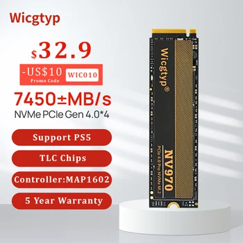 Wicgtyp 2280 SSD M.2 NVMe 512 ГБ 1 ТБ 2 ТБ PCIE GEN4.0 x4 Внутренний M2 Ssd 1 Тб 2 Тб NVME Жесткие диски Для PS5 ПК Ноутбук Настольный SSD