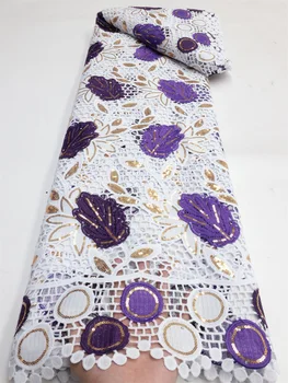 XIYA 2023 Высококачественная Африканская Двухцветная Гипюровая Кружевная ткань С Пайетками, Водорастворимые Ткани для Вышивки Для Свадьбы LY2635