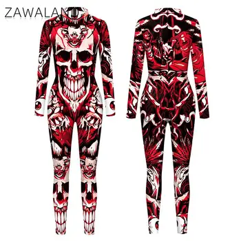 Zawaland, Новый костюм для Косплея с 3D Скелетом и цифровой печатью, комбинезон, костюм Зентай, Полный боди из спандекса