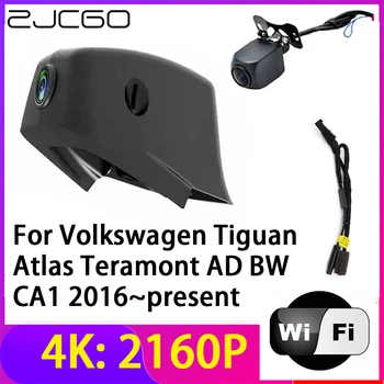 ZJCGO 4K 2160P Dash Cam DVR Камера 2 Объектива Рекордер Wifi Ночного Видения для Volkswagen Tiguan Atlas Teramont AD BW CA1 2016 ~ 2023